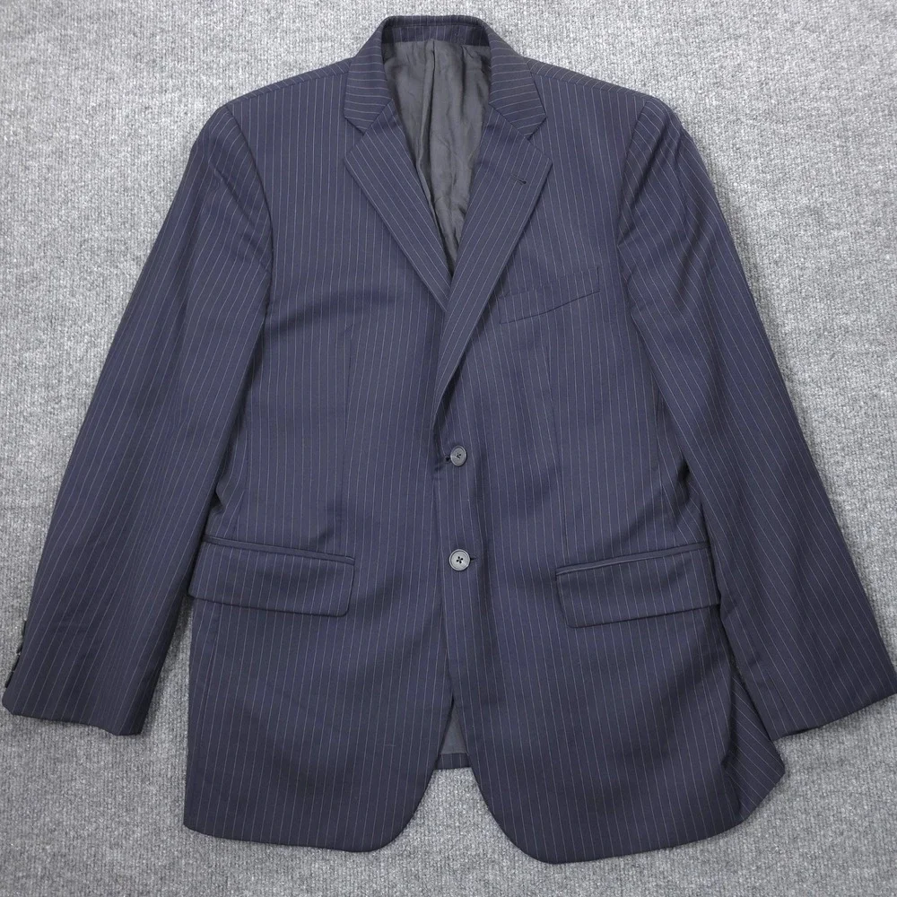 Loro Piana Suit Mens 40S W34 Navy Blue Pinstripe Wool Two Piece Bemberg Lining